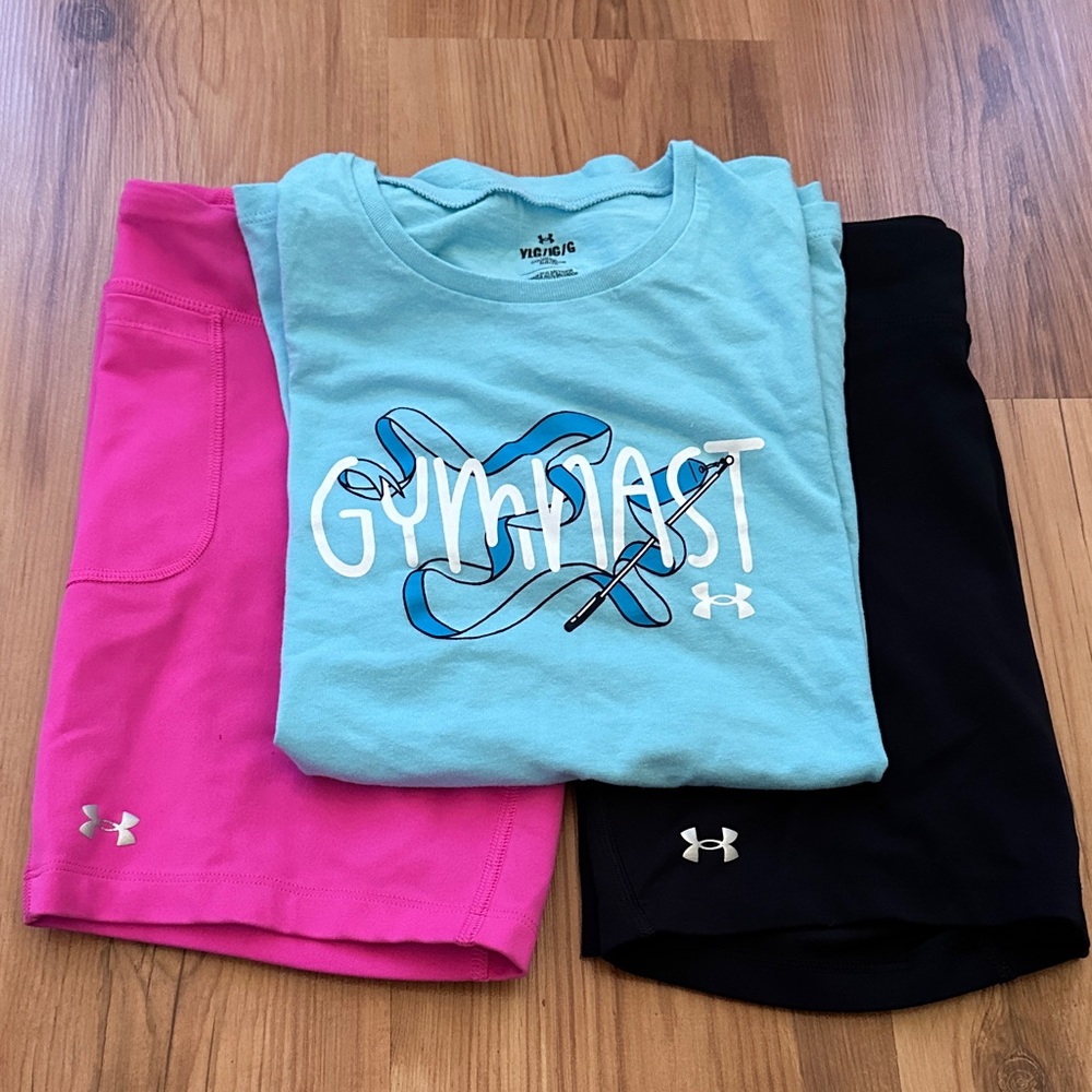 Under Armour Blue Tee and Pink & black Shorts‎ bundle